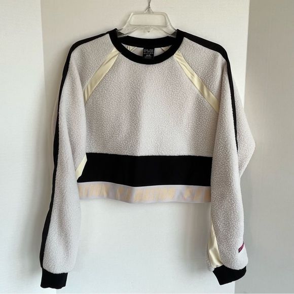 P.E Nation Frontside Sweat in White Sand Sherpa Crop Pullover Women's Size XS - Picture 5 of 10